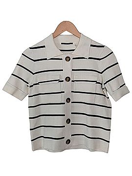 T Tahari Short Sleeve Striped Cardigan (view 1)