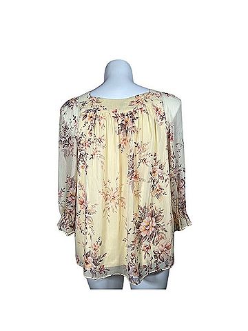 Lauren Conrad Flowy Chiffon Floral Summer 3/4 Sleeve T-Shirt (view 2)