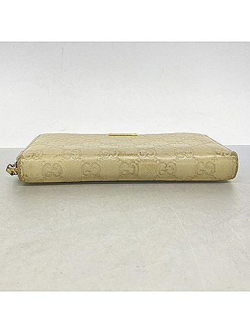 Gucci Gucci long wallet, Guccissima pattern, 112724, leather, beige, women's. (view 2)