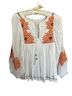 Floreat 100% Rayon White Orange Blouse Size XS - photo 1