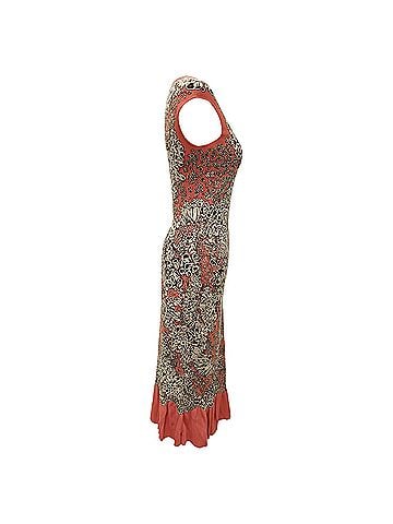 Alexander McQueen Alexander McQueen Printed Midi Length Dress in Orange Viscose (view 2)