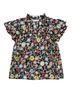Entro 100% Cotton Floral Black Short Sleeve Blouse Size S - photo 1