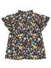 Entro 100% Cotton Floral Black Short Sleeve Blouse Size S - photo 2