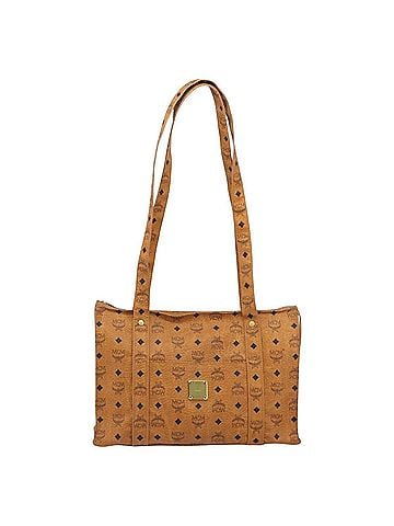 MCM Visetos Leather Brown Leather Shoulder Bag Bag (view 1)