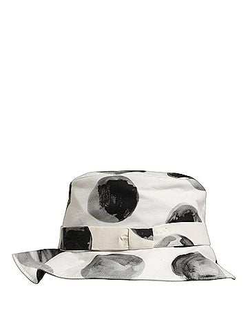 Dolce & Gabbana White Cotton Big Polka Dot Pattern Bucket Women's Hat (view 1)