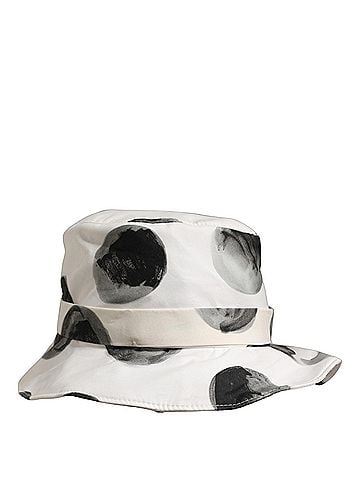 Dolce & Gabbana White Cotton Big Polka Dot Pattern Bucket Women's Hat (view 2)