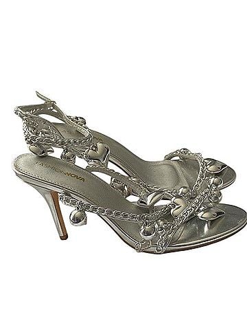 Fashion Nova Silver Heart Charm Ankle-Strap Heels Heels (view 2)