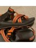 Chaco Print Orange Black Sandals Size 7 - photo 3