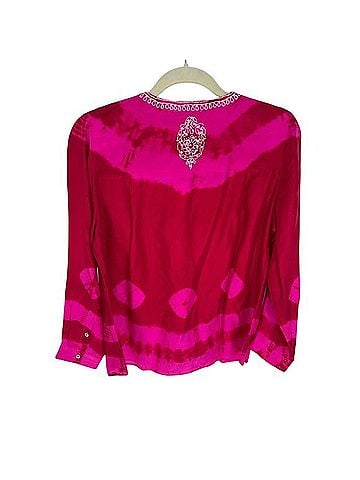 Soft Surroundings Hibiscus Lagoon Pullover Long Sleeve Blouse (view 2)