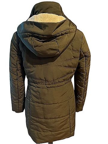 Lucky Brand Olive Quilted Long Puffer Coat Coat (view 2)