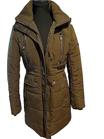 Lucky Brand Olive Quilted Long Puffer Coat Coat (view 1)