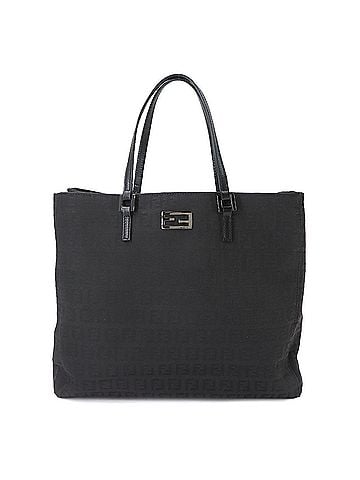 Fendi Fendi Zucchino Tote Handbag, Canvas and Leather, Black, 8BH133, Gunmetal Hardware (view 1)