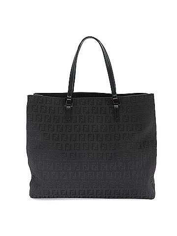 Fendi Fendi Zucchino Tote Handbag, Canvas and Leather, Black, 8BH133, Gunmetal Hardware (view 2)