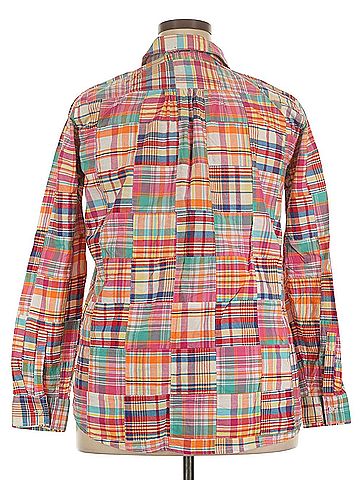 Lands' End Madras Plaid Long Sleeve Button-Down Shirt (view 2)
