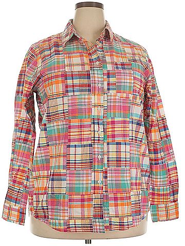 Lands' End Madras Plaid Long Sleeve Button-Down Shirt (view 1)