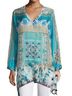 Johnny Was 100% Silk Floral Blue Blouse Size 2X - photo 4