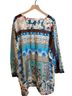 Johnny Was 100% Silk Floral Blue Blouse Size 2X - photo 2