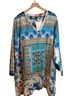 Johnny Was 100% Silk Floral Blue Blouse Size 2X - photo 1