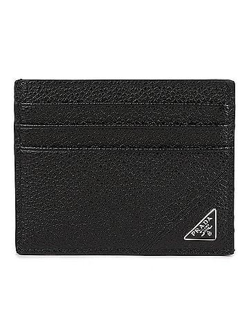 Prada Grained Calfskin Triangle Logo Card Holder (view 1)