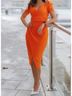 Express Solid Orange Cocktail Dress Size L - photo 5