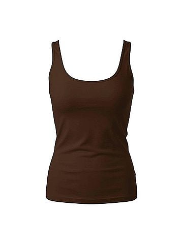 Ambar Women's Minimalist Square Neck Slim Fit Tank Top in Brown (view 1)