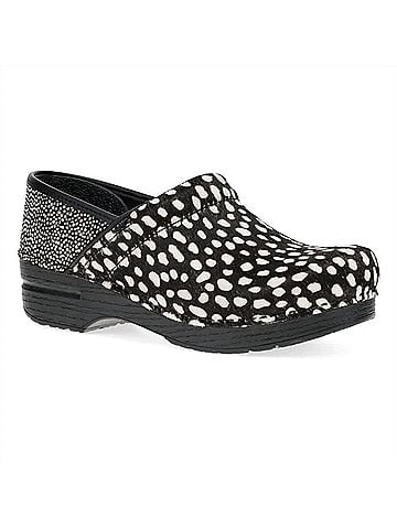Dansko Women's Professional Spotted Haircalf Clog in Black (view 1)