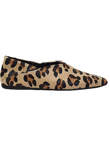 Closed Women's Horsy Leopard Ballerina Flat in Urban Beige (view 1)
