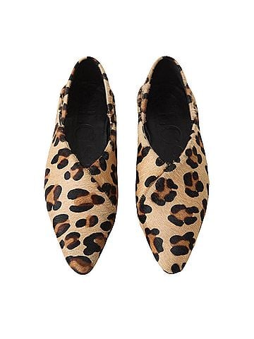 Closed Women's Horsy Leopard Ballerina Flat in Urban Beige (view 2)