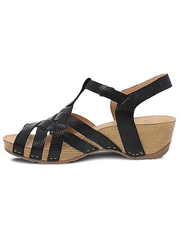Dansko Women's Tinley Milled Burnished Sandal in Black (view 2)