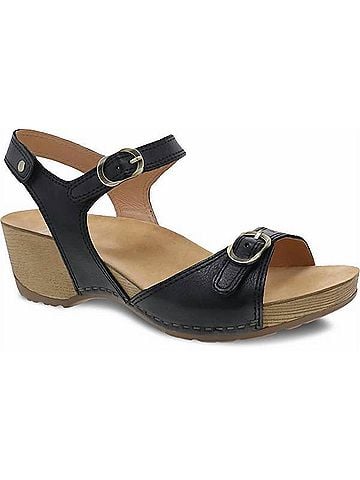 Dansko Women's Tricia Sandal in Black Milled Burnished (view 1)
