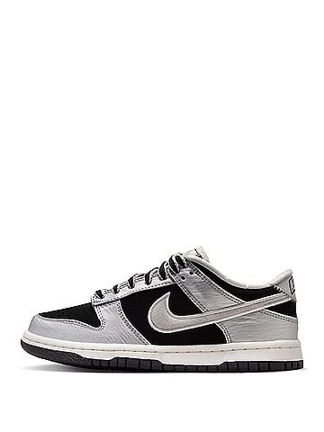 Nike Kids' Dunk Low Lv8 Shoes in Starter Jacket Metallic Silver/Black (view 2)