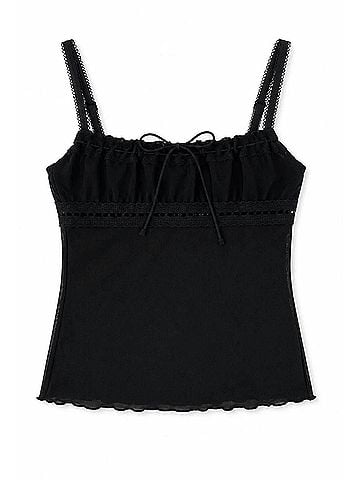 Cheryl Creations Kids Girls Mila Mesh Tie Front Top in Black (view 1)