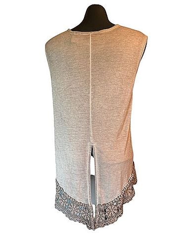 Dantelle Blush Sleeveless Tank with Lace Hem Tank Top (view 2)