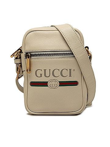Gucci Gucci Logo Print Crossbody Shoulder Bag 574803 White Leather Women's GUCCI (view 1)