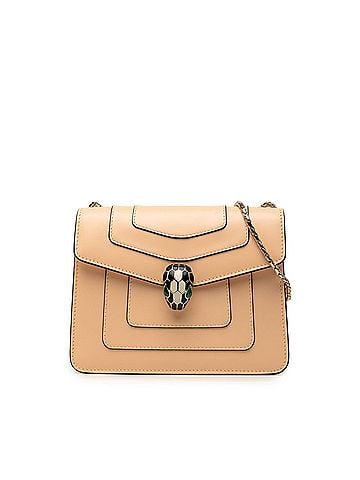 Bvlgari BVLGARI Serpenti Forever Crossbody Chain Shoulder Bag, Beige Leather, Women's (view 1)