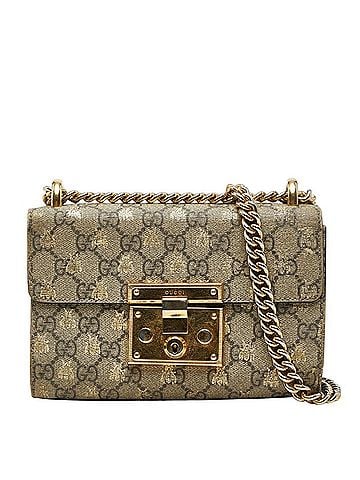 Gucci Gucci GG Supreme Padlock Chain Shoulder Bag 409487 Black Gold Leather Women's GUCCI (view 1)