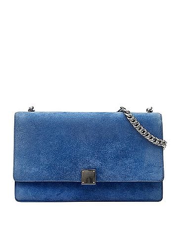 Céline Celine Logo Chain Shoulder Bag, Blue Suede Leather, Women's CELINE (view 1)