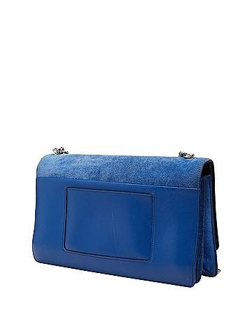 Céline Celine Logo Chain Shoulder Bag, Blue Suede Leather, Women's CELINE (view 2)