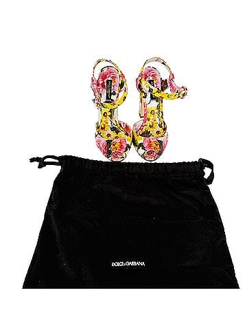 Dolce & Gabbana Dolce &amp; Gabbana Floral-Print Peep-Toe Sandal Heels in Multicolor Canvas (view 2)