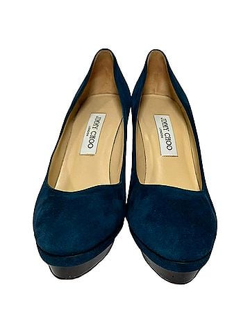 Jimmy Choo Jimmy Choo Platform Pumps in Blue Suede (view 2)