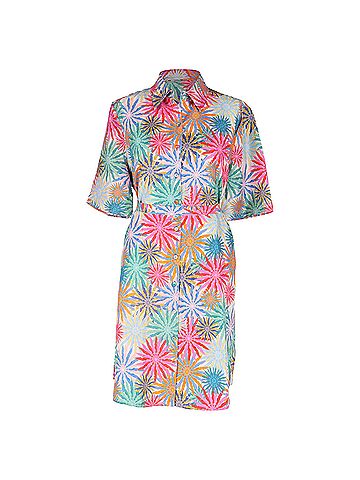 Saloni Saloni Jeri Printed Mini Shirt Dress in Multicolor Silk (view 1)