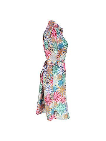 Saloni Saloni Jeri Printed Mini Shirt Dress in Multicolor Silk (view 2)