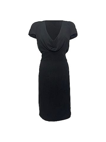 Alexander McQueen Alexander McQueen Cowl Neck Midi Dress in Black Silk (view 1)