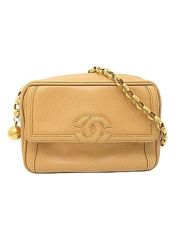 Chanel Chanel Chain Shoulder Bag for Women, Caviar Leather, Beige (view 1)