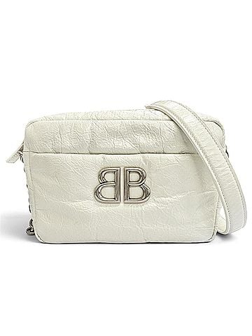 Balenciaga BALENCIAGA 806459 MONACO Arena Calfskin Chain Shoulder Bag, White with Silver Hardware, Women's, Dust Bag. (view 1)