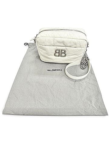 Balenciaga BALENCIAGA 806459 MONACO Arena Calfskin Chain Shoulder Bag, White with Silver Hardware, Women's, Dust Bag. (view 2)