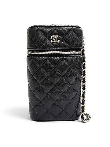 Chanel CHANEL Matelassé Caviar Skin Vanity Phone Bag Chain Shoulder Bag, Black with Gold Hardware, Made in Italy, Women's. (view 1)