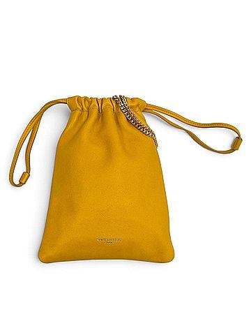Saint Laurent Yves Saint Laurent SAINT LAURENT PARIS 640714 Drawstring Leather Chain Shoulder Bag, Yellow, Made in Italy, Women's, with Dust Bag. (view 1)