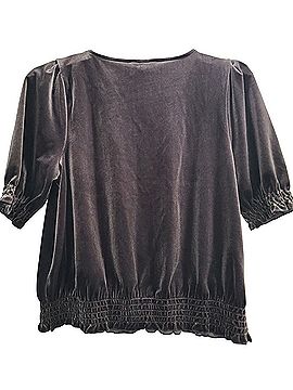 Madewell Velvet Smocked Crossover Short Sleeve Top (view 2)