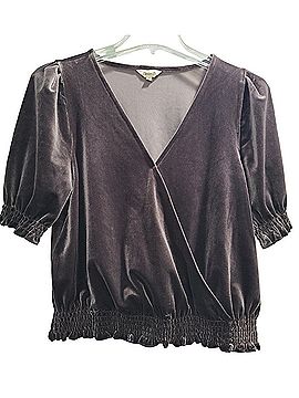 Madewell Velvet Smocked Crossover Short Sleeve Top (view 1)